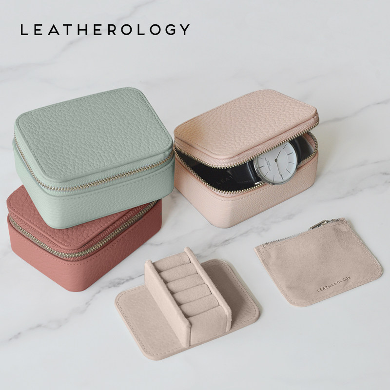 Leatherology leather ring jewelry box women's custom cosmetic bag gift custom watch lipstick storage box