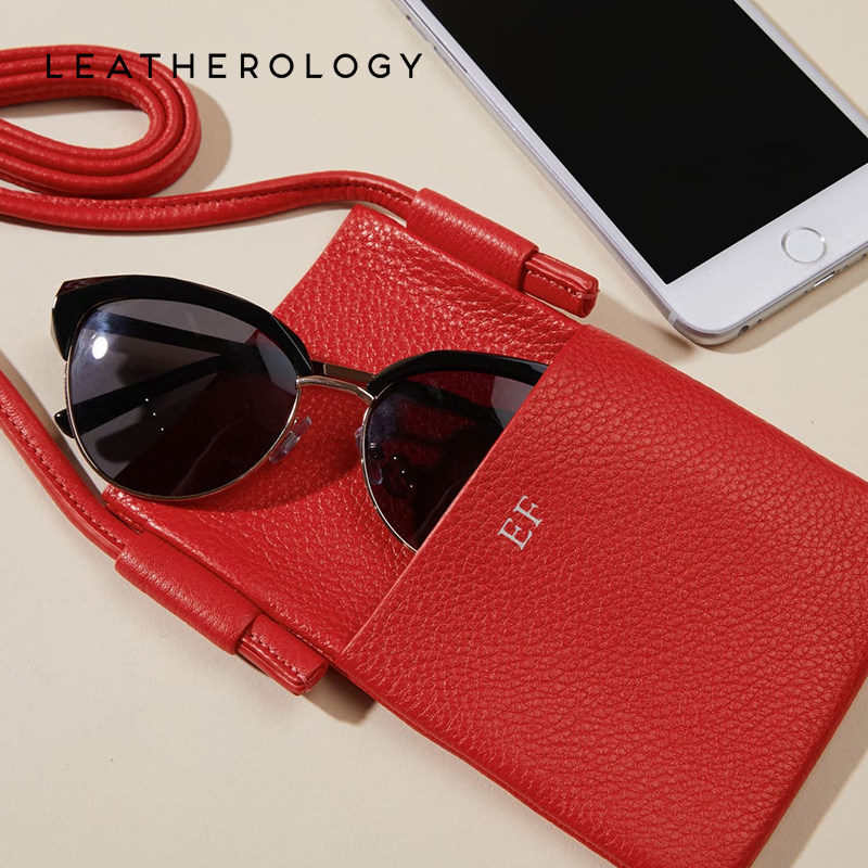 Leatherology leather mobile phone bag cross-body halterneck bag women carry-on storage travel document bag vertical passport bag