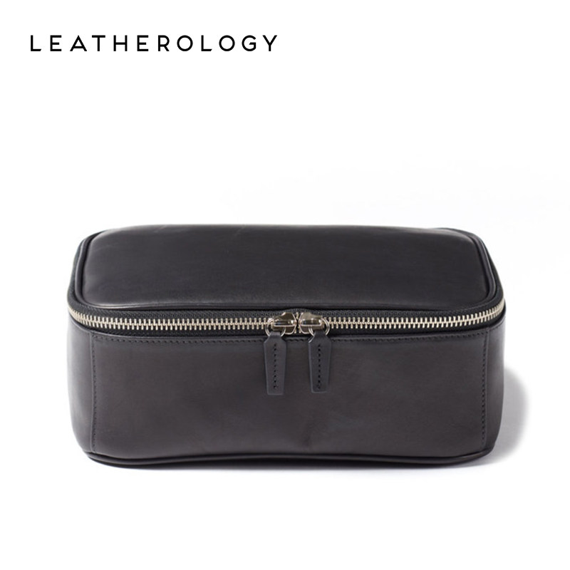 Leather travel cosmetic bag Women's portable high-grade large capacity storage bag custom portable high-grade men's wash bag