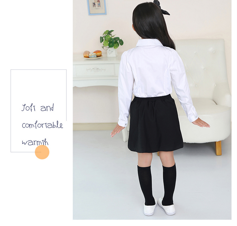 Cô gái áo sơ mi trắng tay dài Cô gái áo sơ mi trắng tinh khiết trong đồng phục quần áo trẻ em lớn cộng với nhung dày shop quan ao tre em