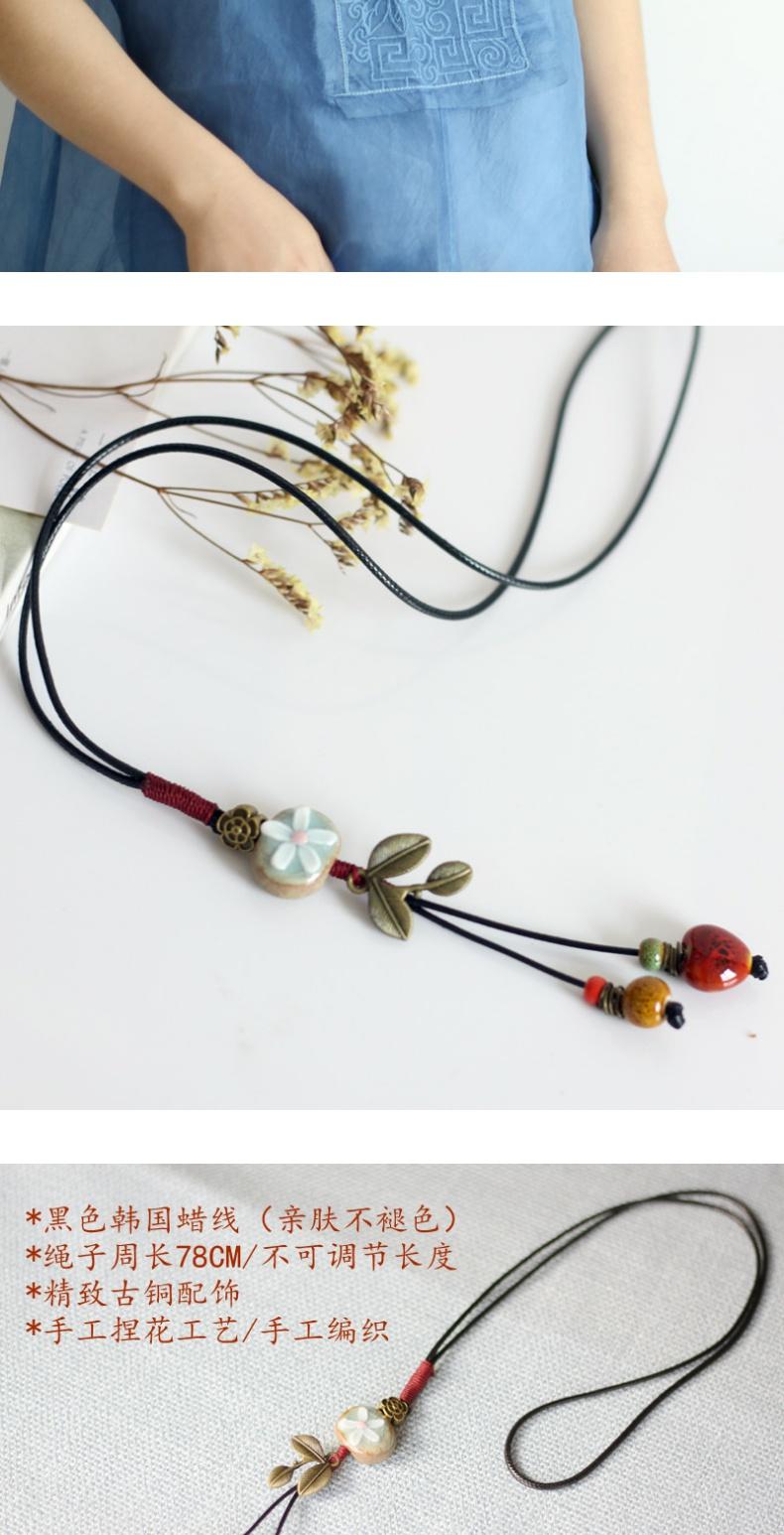 Diane jade - like stone, the original literary necklace sweater joker small pure and fresh and pendant female 's restoring ancient ways is checking ceramic chain accessories