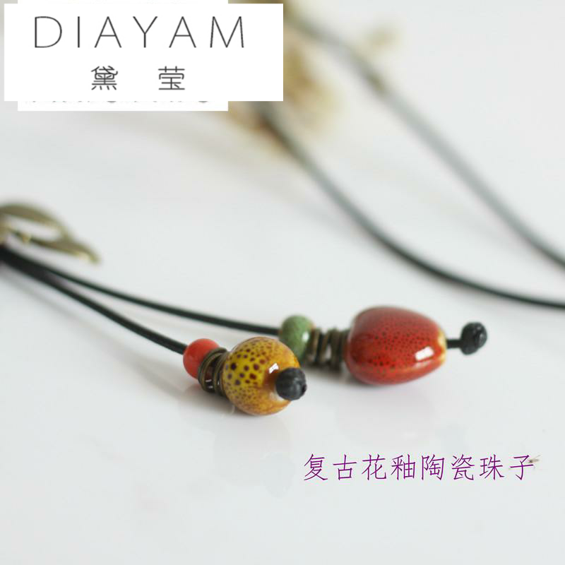 Diane jade - like stone, the original literary necklace sweater joker small pure and fresh and pendant female 's restoring ancient ways is checking ceramic chain accessories