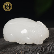  Xinjiang Hetian Jade sheep fat jade White jade Pixiu pendant Mens natural jade jade pendant womens jade pendant