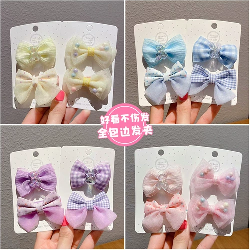 Детская милая заколка для волос, детские розовые шпильки для волос с бантиком, наряд маленькой принцессы, безвредный аксессуар для волос, не повреждает волосы