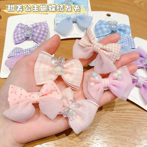 Детская милая заколка для волос, детские розовые шпильки для волос с бантиком, наряд маленькой принцессы, безвредный аксессуар для волос, не повреждает волосы