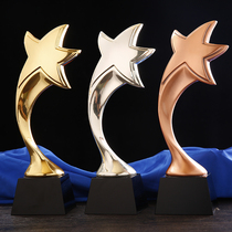 Crystal trophy custom-made metal Trophy five-pointed star award excellent employee prize trophy trophy production lettering