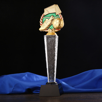 Metal crystal trophy making basketball football badminton tennis competition trophy custom lettering