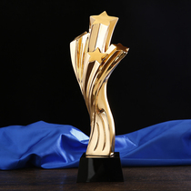 Gold new gold resin gilded star trophy custom custom creative metal trophy glass crystal trophy