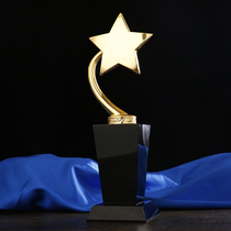 New metal trophies customized boutique crystal trophies medals customized five-pointed star trophies free lettering