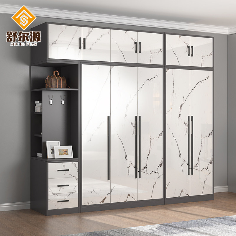 Wardrobe light luxury modern household bedroom large closet solid wooden combination storage locker overall customization