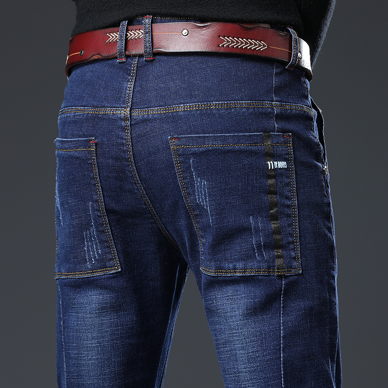 Jeans Men's Korean version trendy spring autumn new men's elastic casual workout small feet long pants male tide cards