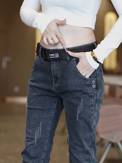 Herrenjeans mittleren Alters 2025 Frühling und Herbst neuer heißer Stil Slim Fit kleine Füße Koreanischer Stil trendige Freizeithosen Herrenbekleidung