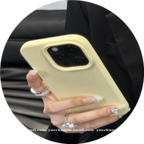 Creamy yellow new Apple 15promax mobile phone case liquid silicone suitable for iPhone14pro solid color couple model 12 versatile for men and women 13 all-inclusive anti-fall protective cover 14plu