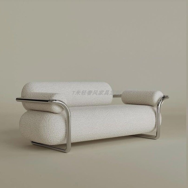 Cream-Style Light Luxury Designer Creative Metal Sofa for Living Room, Hotel, Store, Single, Double, or Triple Leisure Sofa Chair
