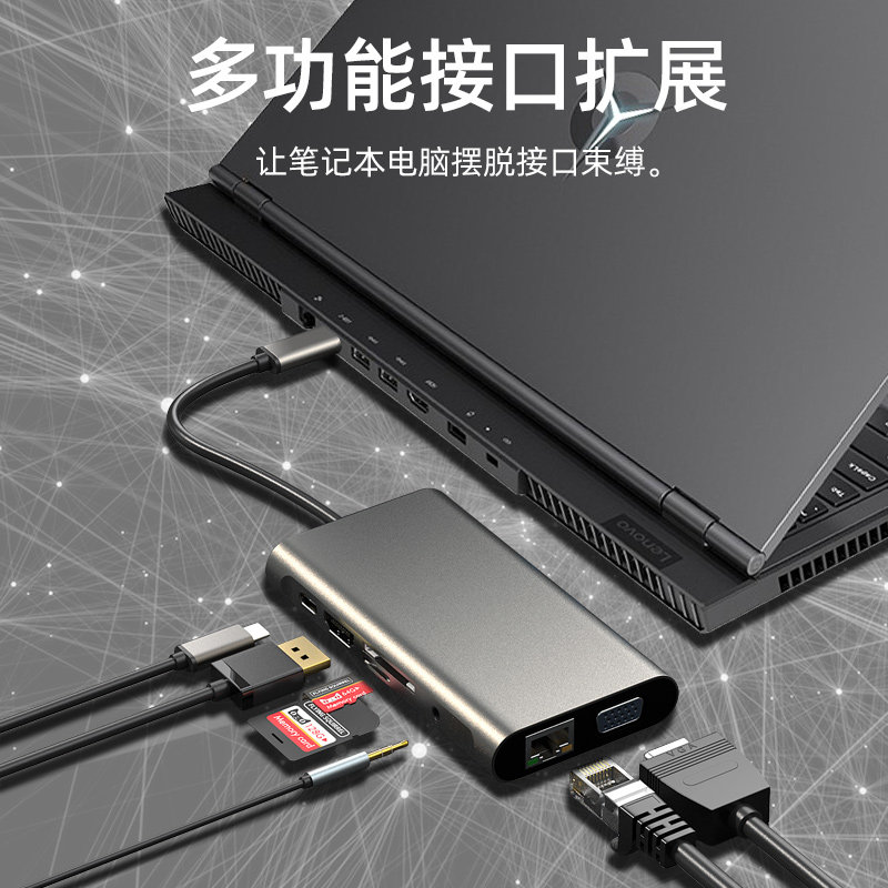 Lenovo Savior R7000P Type-C docking station HDMI VGA converter USB3.0 gigabit network port network interface PD charging card reader laptop splitter expansion