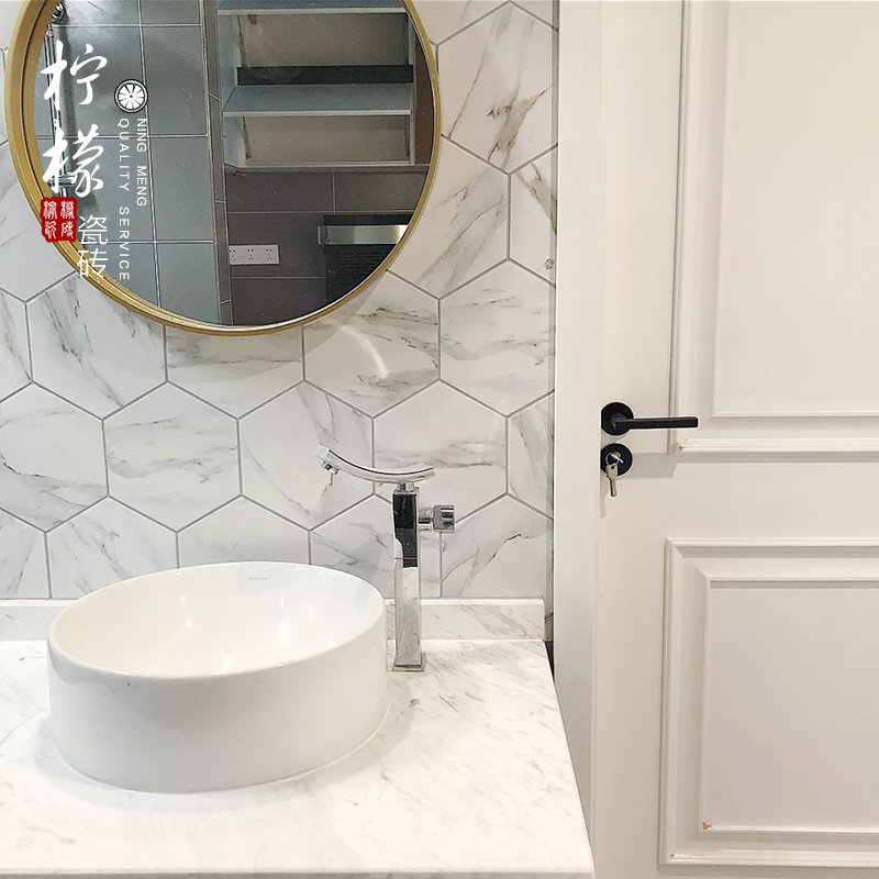 Nordic Hexagon Brick Jazz White Tile Makeup Room Kitchen Wall Brick-and-mortar Hexagonal Balcony Anti-Slip Floor Tile Flower Brick