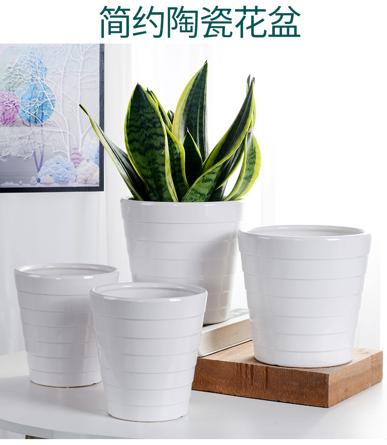 Combined with the special offer a clearance large money plant flower pot inside and outside flowerpot ceramics contracted white thread breathable root