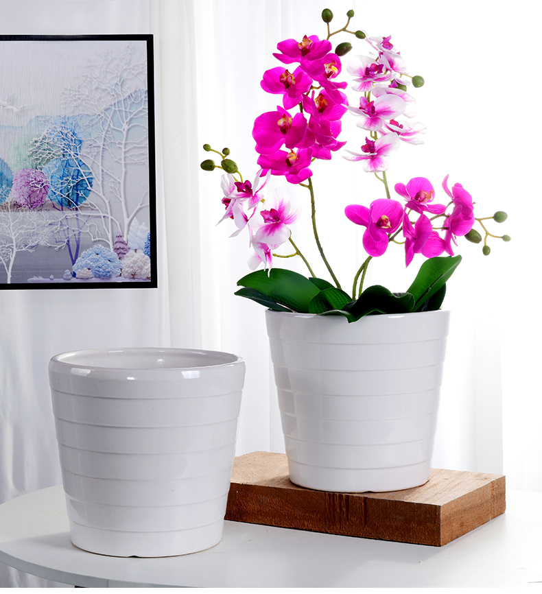 Combined with the special offer a clearance large money plant flower pot inside and outside flowerpot ceramics contracted white thread breathable root