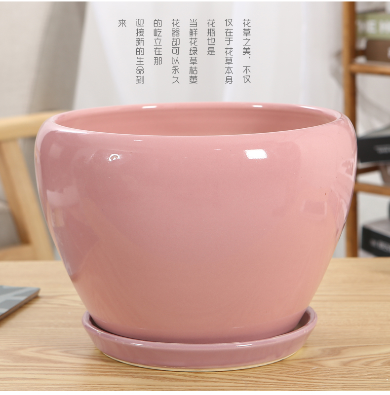 Ceramic POTS with tray was oversized contracted indoor home more money plant flower pot Ceramic clearance package mail desktop