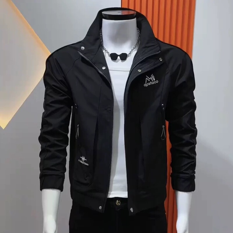 Men's New Jacket, Spring and Autumn Korean Style, Slim Fit, Stylish, Trendy, High-End, Youthful, Casual, Versatile, Stand-Up Collar Coat Men's New Jacket, Spring and Autumn Korean Style, Slim Fit, Stylish, Trendy, High-End, Youthful, Casual, Versatile, Stand-Up Collar Coat