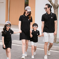  Different parent-child clothing a family of three summer clothes mother-daughter dresses Western style polo shirts father-son short-sleeved t-shirts