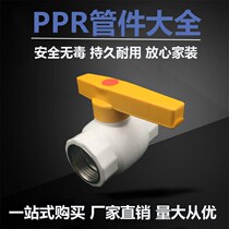 PPR double inner wire steel core ball valve 20 25 25 40 40 50 63 plastic water pipe with threaded valve 4 points 6 points 1 inch