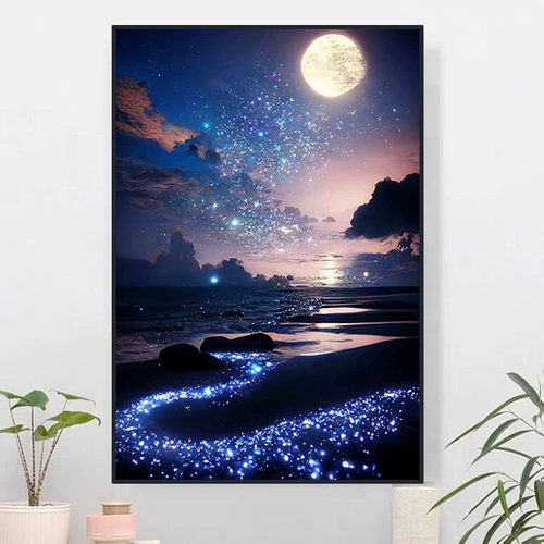 Звездное небо Приморский Алмазная картина 2025 Новая Алмазная наклейка для спальни Вышивка крестом Красивый пейзаж Алмазная картина, полная бриллиантов Ручная работа