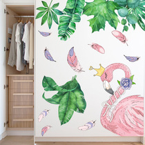 Net Red Flamingo wall stickers ins Wind hipster girl heart room layout creative bedroom wall decorations