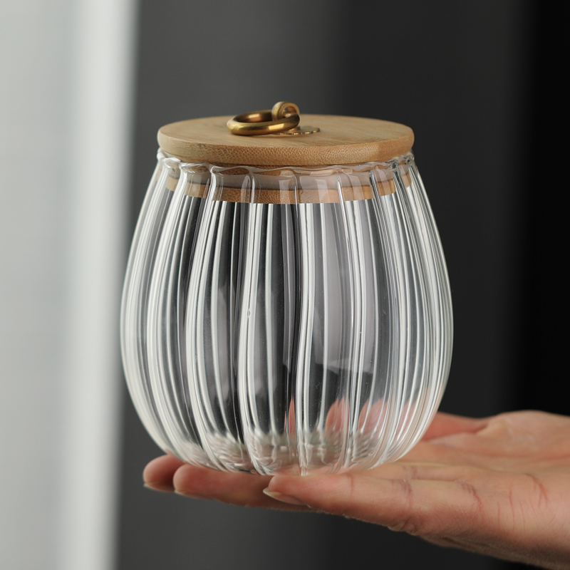 Japanese glass tea pot Tea box tea small sealed pot Creative transparent storage tank Light luxury green tea small jar