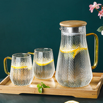 Nordic wind hammer pattern large-capacity glass cold kettle resistant to hot and cold hot high temperature household teapot cold white water cup set