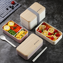 Double-layer Japanese lunch box Men portable microwave oven heating special office workers fitness fat reduction lunch box set ins