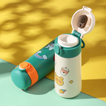 Portable Bounce Lid Insulation Water Glass Subbottle Lady Ins High Face Value Cute Children Boys Elementary School 304 Stainless Steel