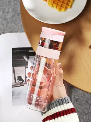 Double-layer tea water separation glass female portable net red ins tea cup Cup cute and beautiful cup