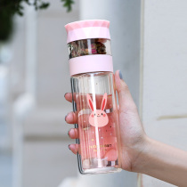 Double tea water separation glass female portable net red ins tea tea cup Water cup Cute and good-looking cup