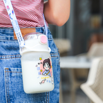 High face value cute ins girl glass cup ultra cute portable child straw style girls net red summer water cup