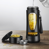 Creative personality simple glass portable male double layer fresh forest trend water cup tea separation tea cup