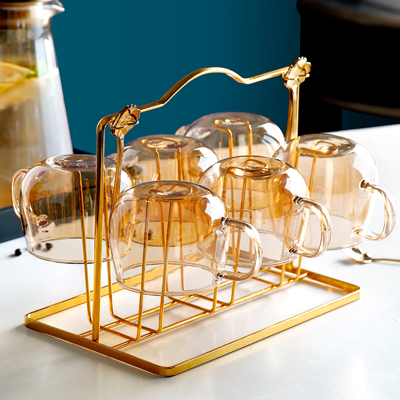Home Glass Cup Water Cup Suit With the Ins Wind Living Room light and luxurious drinking water cup Family tea cup to be guest