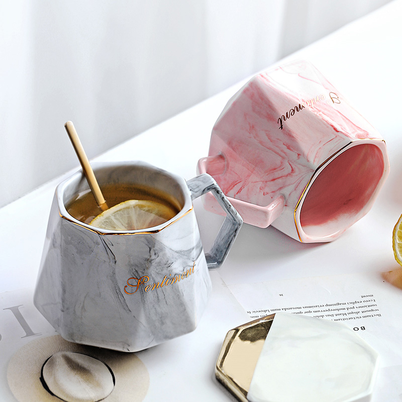 Nordic personality creative mug girl heart ins style simple cute ceramic couple water cup a pair of coffee