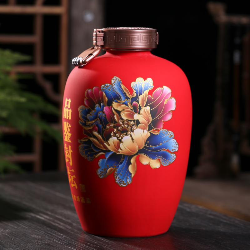 Jingdezhen ceramic wine jars 6 jins 10 jins put an empty bottle of household hoard sealing small mercifully wine jars hip flask