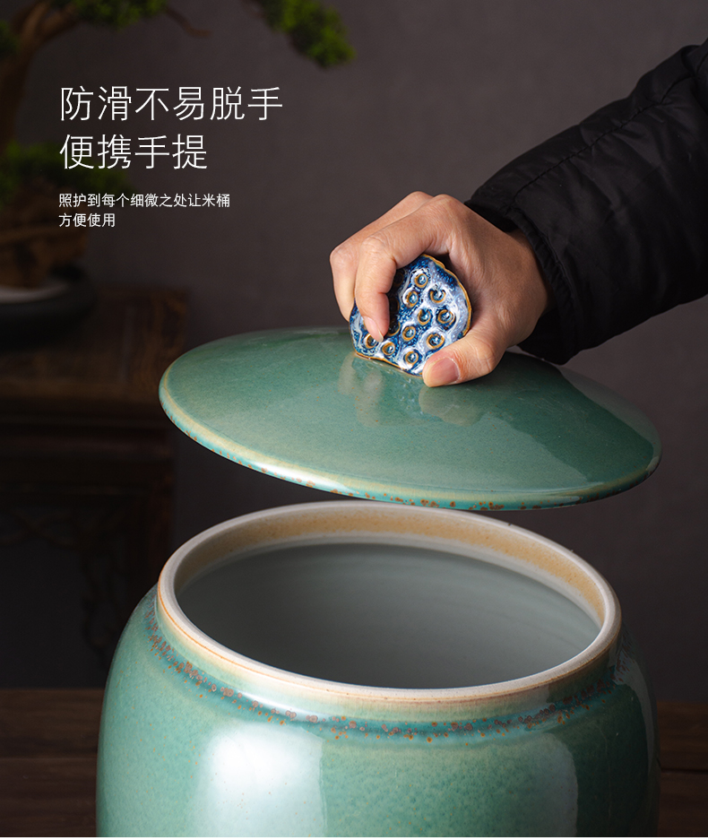 Jingdezhen ceramic barrel 20 jins 30 jins the loaded with cover rice pot ricer box insect - resistant, moisture - proof seal storage bins