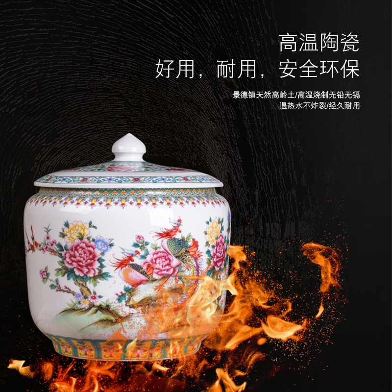 Jingdezhen ceramic barrel storage bins, informs 20 jins of 25 kg pack with cover seal storage tank is moistureproof insect - resistant ricer box