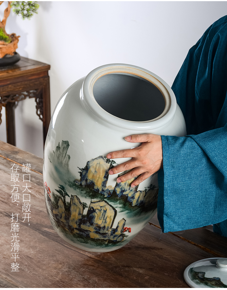 Jingdezhen ceramic barrel household rice storage box 25 jins 50 kg sealed insect - resistant moistureproof rice such as pot old ricer box