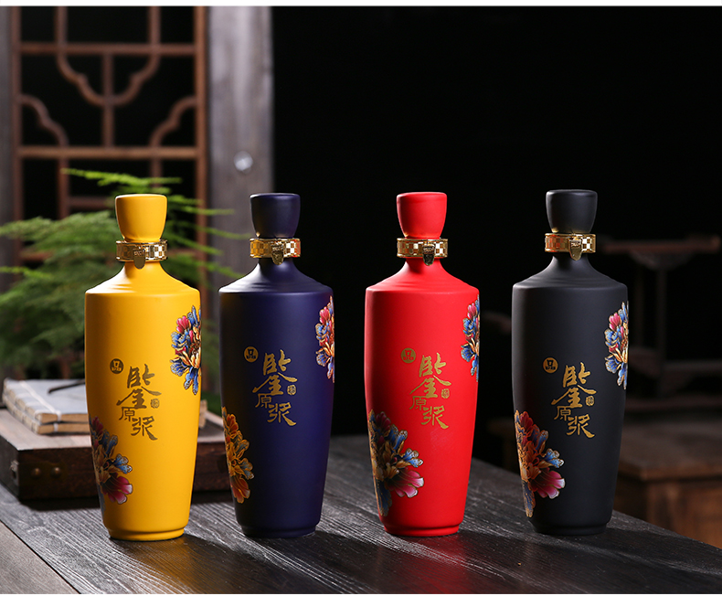 Jingdezhen ceramic bottle household hoard 1 catty sealing pack jar creative melting sand glaze empty wine bottle with gift box