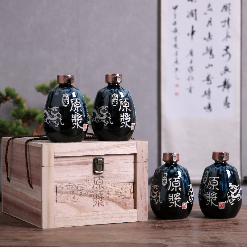 Jingdezhen ceramic bottle 1/2/3/5/10 jins domestic liquor pot of empty bottle seal storage jars flask