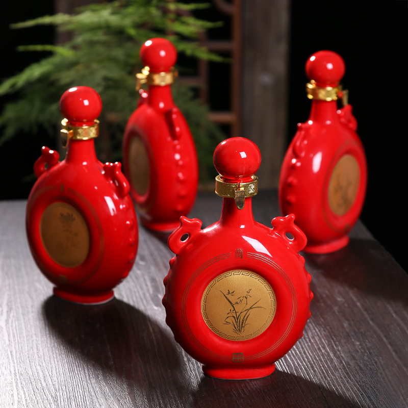An empty bottle of jingdezhen ceramic 1 catty the loaded with gift box household sealing liquor pot by patterns of creative wine jars