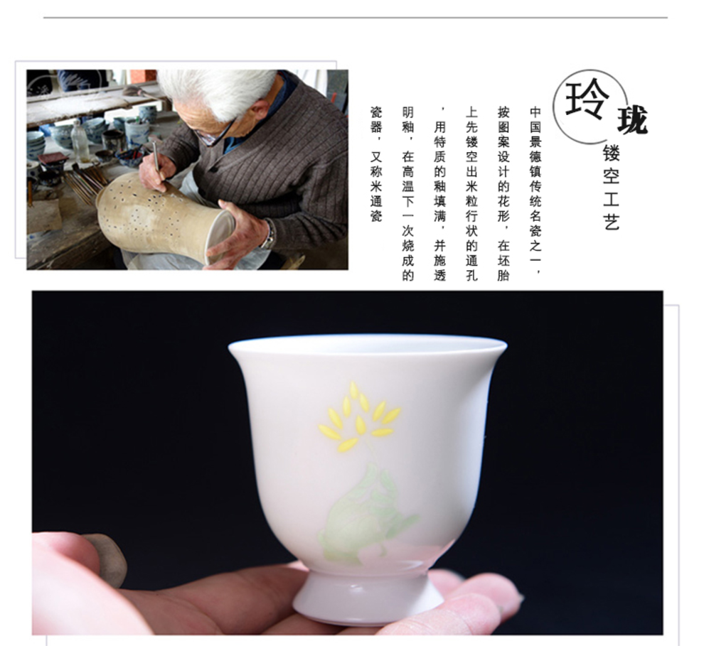 Jingdezhen hand finger citron tea cup fragrance - smelling cup knife clay sample tea cup single CPU master cup kung fu tea cups