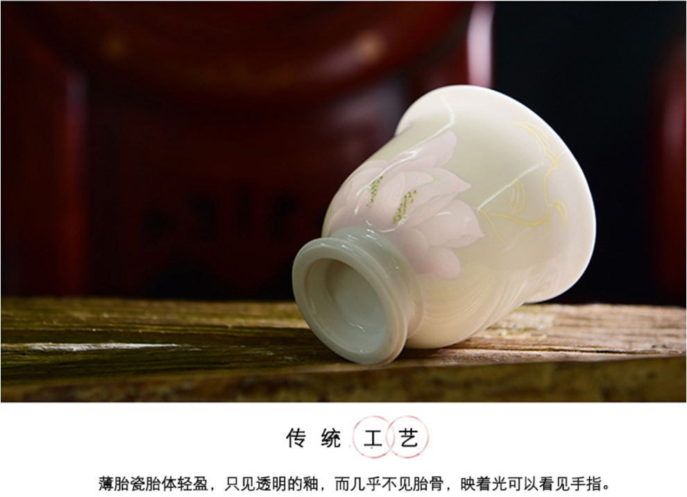 Jingdezhen hand finger citron tea cup fragrance - smelling cup knife clay sample tea cup single CPU master cup kung fu tea cups