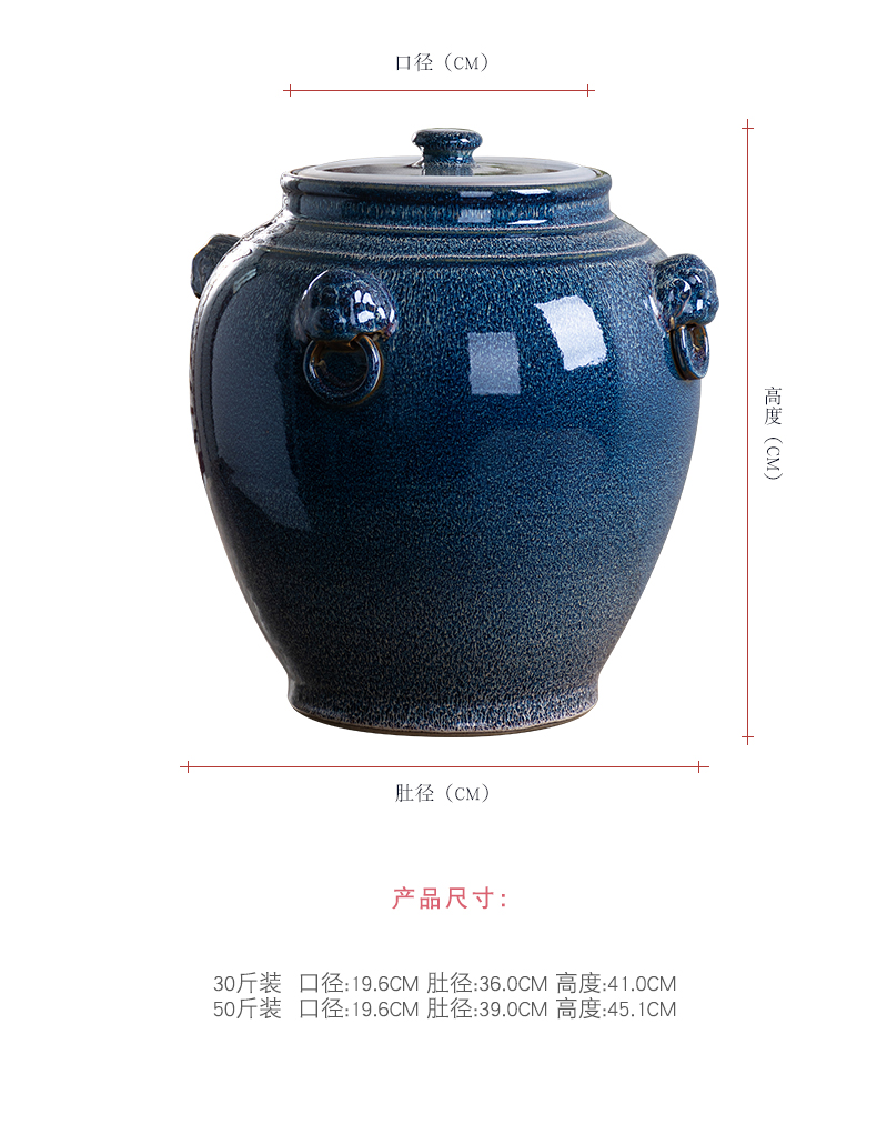 Jingdezhen ceramic jar 30 jins 50 kg 100 jins domestic sealed mercifully jars it archaize lion cylinder