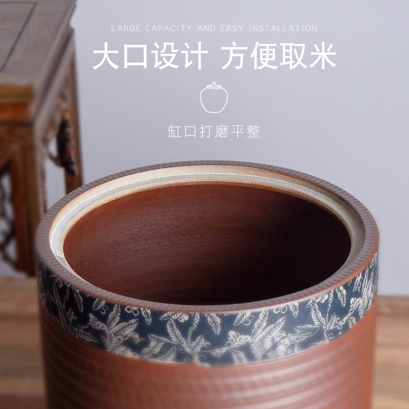 Jingdezhen ceramic barrel with household rice storage bins 20 jins of 50 kg 100 jins flour barrels of insect - resistant storage tank