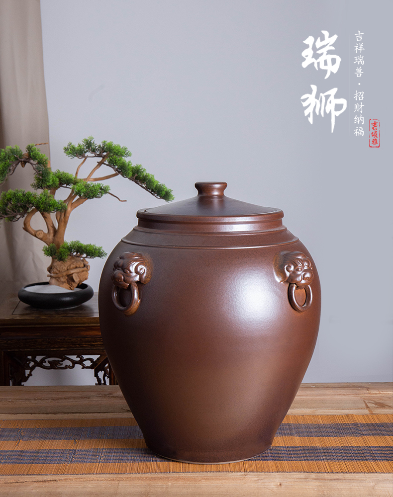 Jingdezhen ceramic jar 30 jins 50 kg cylinder tank mercifully jars informs the archaize sealing wine jar of restoring ancient ways